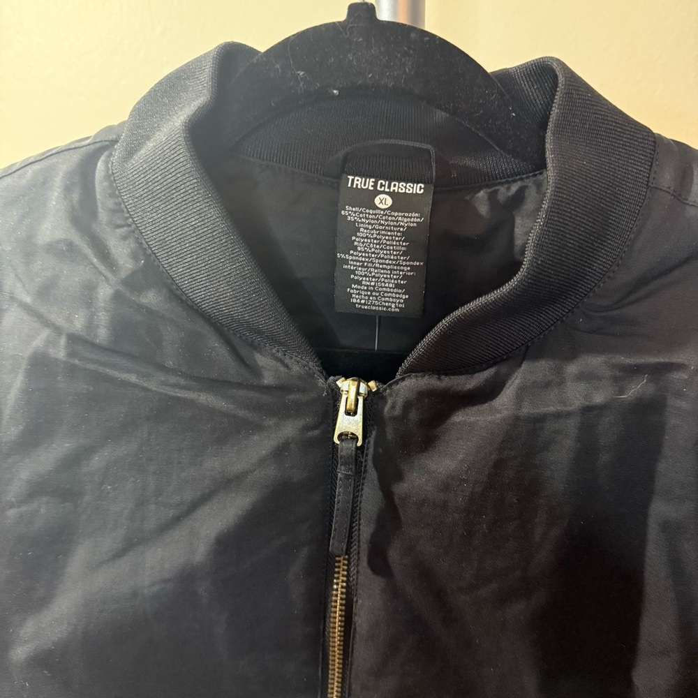 True Classic Men's Black Bomber Jacket - Picture 4 of 15